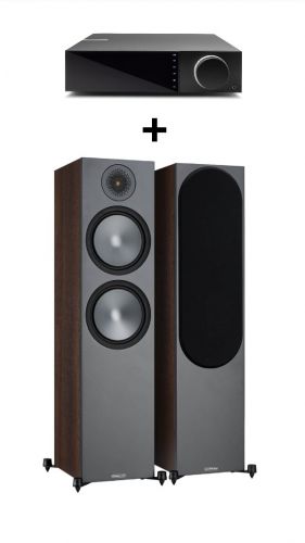 Promo zestaw kolumn monitor audio bronze 500 + wzmacniacz strumieniowy cambridge evo 75 kolor: orzec