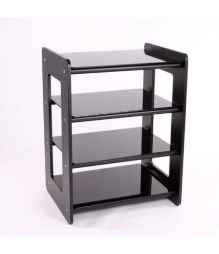 Stolik hifi custom design concept 400- z 4 półkami kolor: dąb, wykończenie: czarne, kolor szkła: prz