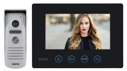 Wideodomofon ''eura'' vdp-40a3 ''feniks'' czarny monitor z wifi, otwieranie 2 wejść, aplikac